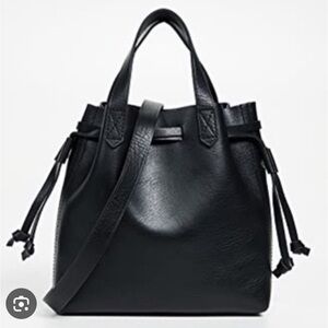 Madewell Black Leather Tote Bag